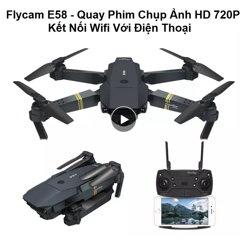 Flycam E58 Quay Phim Chụp Ảnh 720P - Chống Rung Quang Học - Kết Nối Wifi Với Điện Thoại - Bảo Hành 6 Tháng | BigBuy360 - bigbuy360.vn