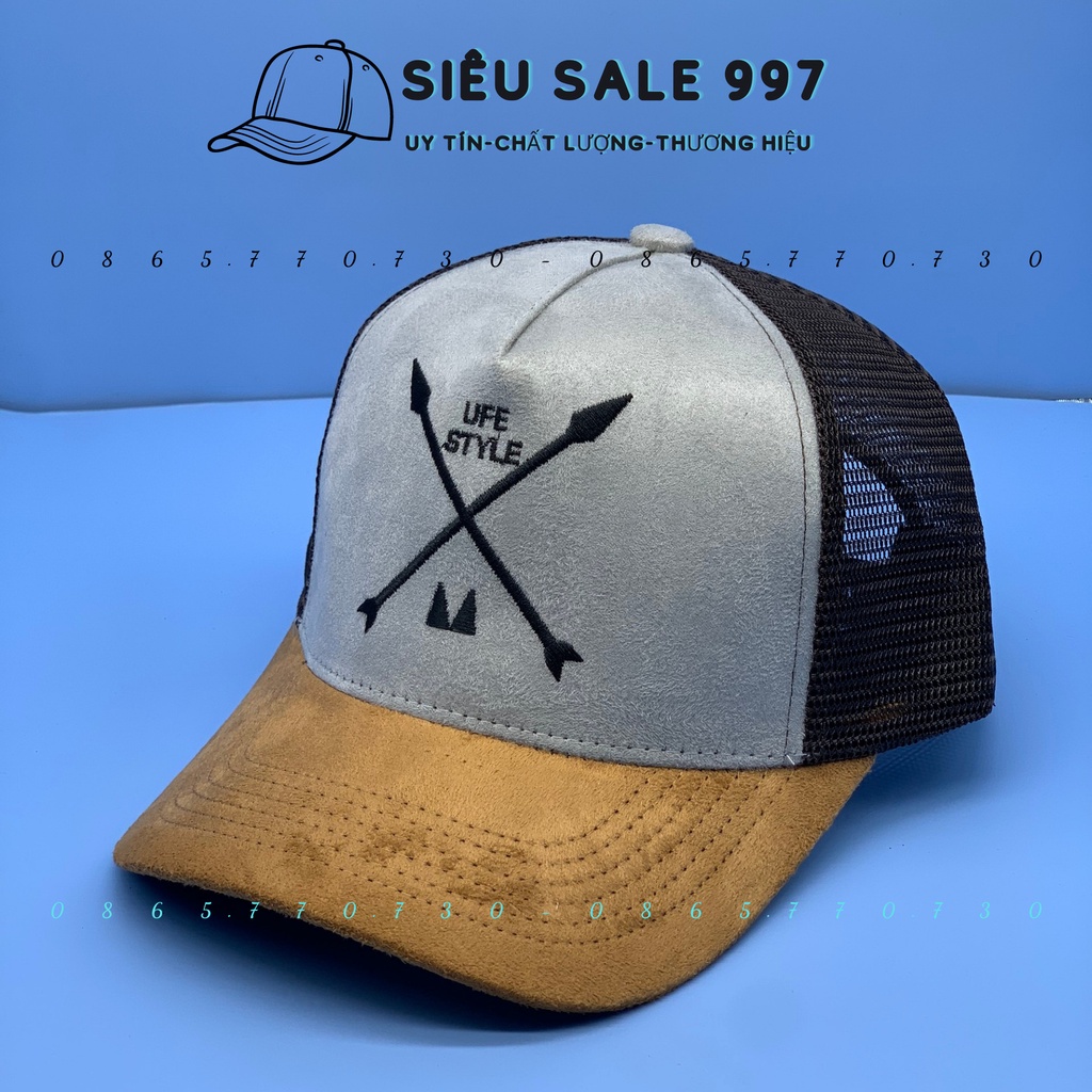 NÓN KẾT PHỐI LƯỚI 2 MŨI TÊN CHẤT DA LỘN CAO CẤP, MŨ LƯỠI TRAI NAM NỮ THÒI TRANG