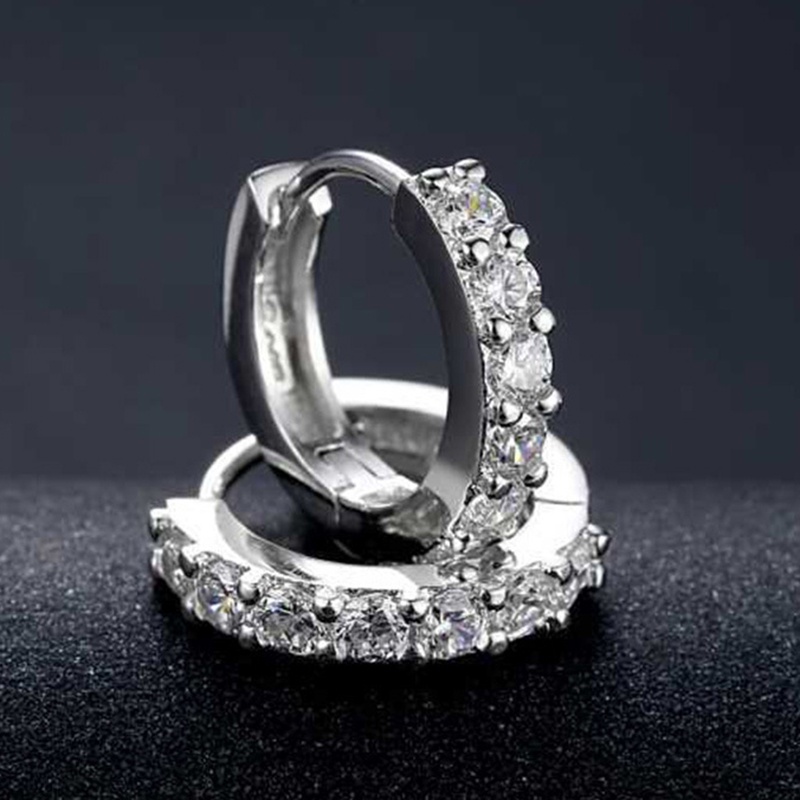 Khuyên tai tròn đính đá đường kính 12mm thời trang cho nữ