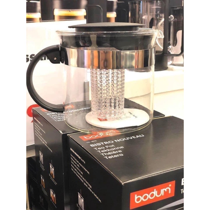 ẤM PHA TRÀ THỦY TINH CAO CẤP BODUM BISTRO 1L (Made in Portugal)