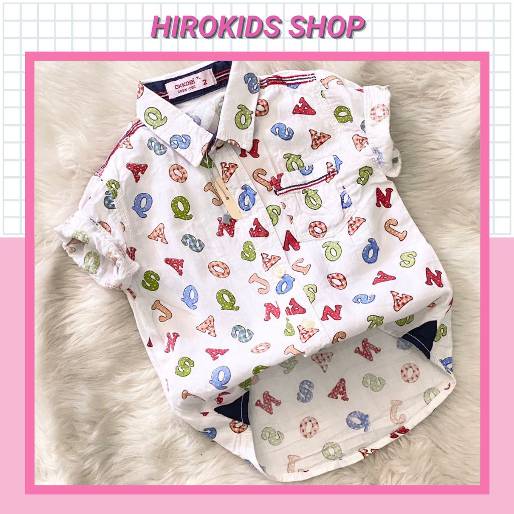 Áo sơ mi tay ngắn hoạ tiết Mickey thời trang cho bé trai (8-24kg)