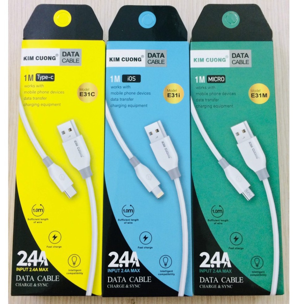 Dây cáp sạc nhanh iPhone, Samsung, Android Micro, Type-C, IOS dây dù 1m E31, hàng chính hãng bảo hành - Việt Linh Stor