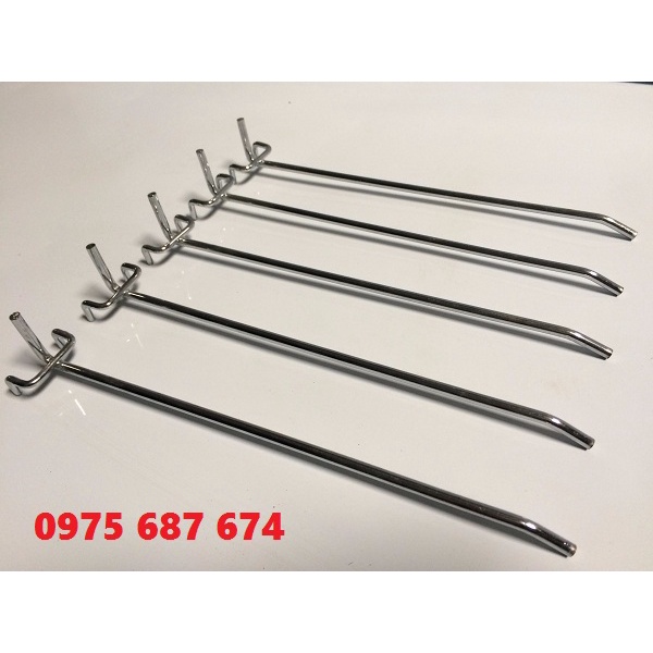 Móc treo tôn lỗ, tay cài tấm lỗ treo phụ kiện, móc cài tấm lỗ, móc treo đồ làm bằng inox