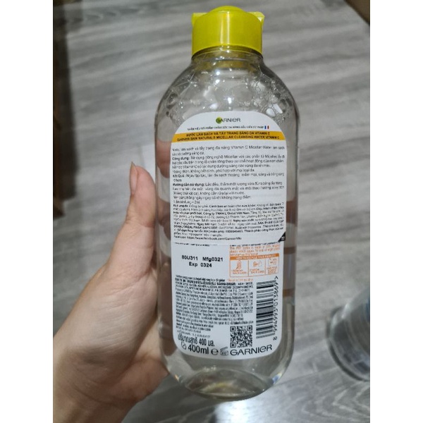 Tẩy trang Garnier vitamin C sạch sâu và dưỡng sáng da 400ml