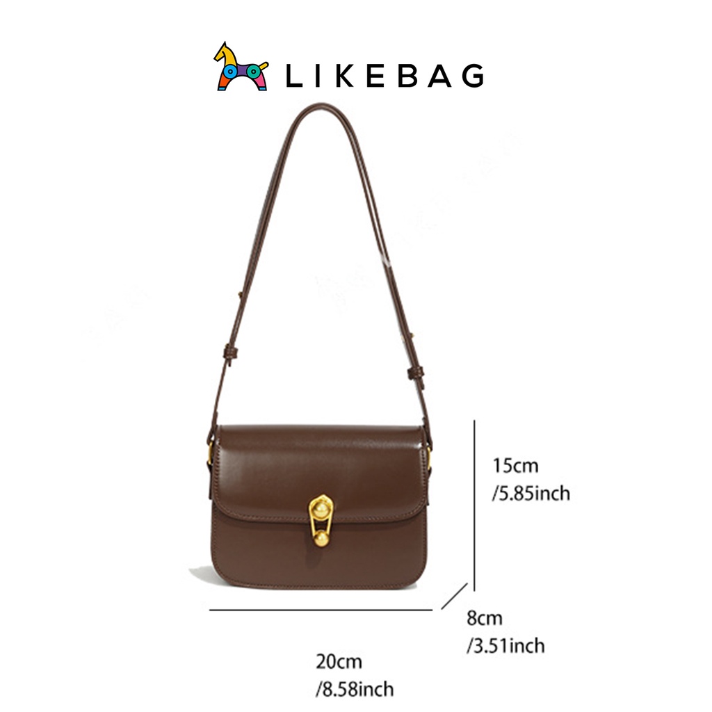 Túi nữ đeo chéo basic LIKEBAG kiểu dáng chữ nhật phối dây da thời trang trẻ trung 219XK6868 - LIBAGI
