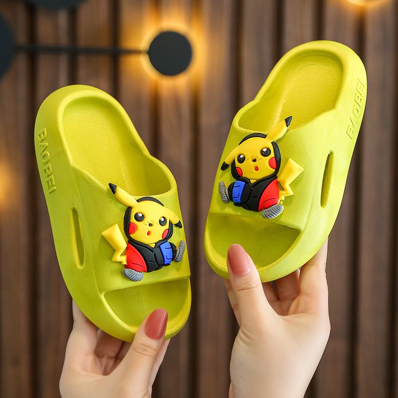 Pokemon slippers kids slippers Indoor non-slip summer boys and girls Quick drying at home cartoon Pikachu slippers Baby parent-child sandals and slippers Baby fashion children's shoes
