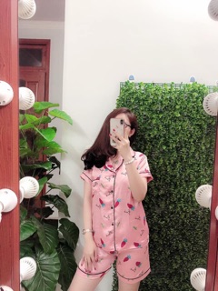 [Xả hàng] Bộ lụa hoạ tiết áo cộc - quần cộc