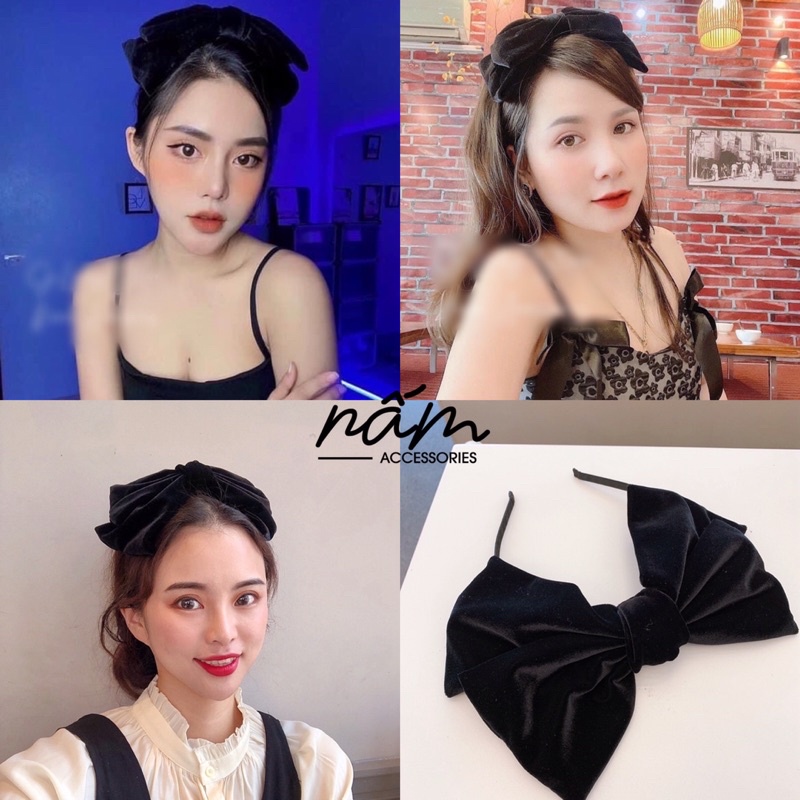 Băng đô nơ nhung mịn dày dặn | Phụ kiện tóc hotgirl hot trend phong cách thời trang Hàn Quốc tiểu thư điệu đà