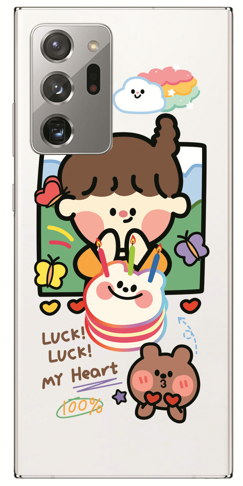 Samsung Galaxy Note 20 Ultra 5G/Note 8 9 10+ Pro INS Cute Cartoon Work hard Brown bear Clear Soft Silicone TPU Phone Casing Lovely label Graffiti Case Back Cover Couple