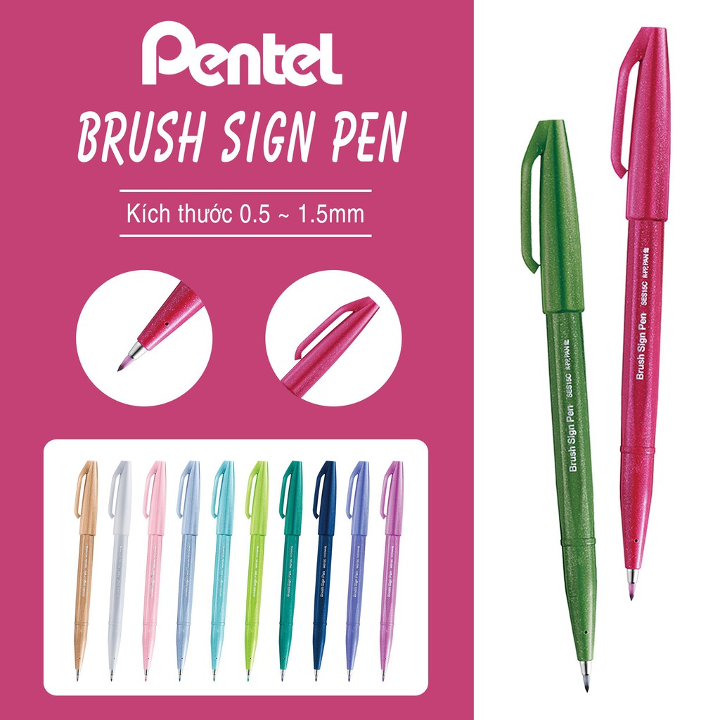 Bút viết thư pháp Pentel Brush sign pen _ SES15 ( Bán lẻ theo màu)