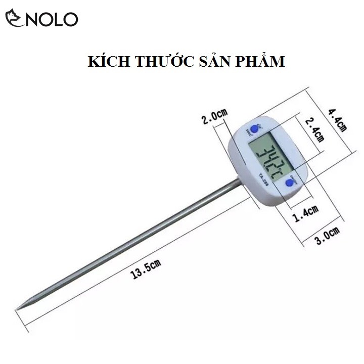 Dụng Cụ Que Nhiệt Kế Hợp Kim Thermo Model TA288 Đo Nhiệt Độ Thức Ăn, Sữa Cho Bé, Nước Uống, Thịt, Cá Xoay 180 Độ