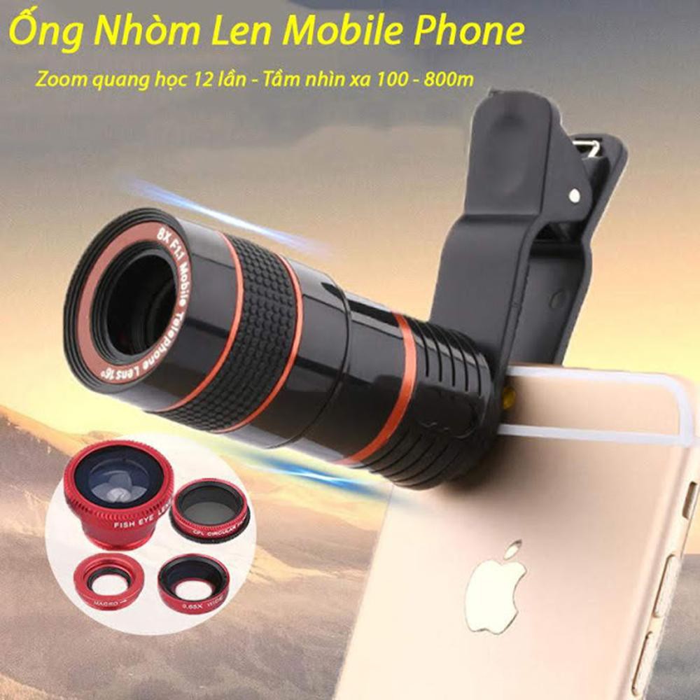 Ống nhòm điện thoại, Ống nhòm Len Mobile Phone Zoom Quang Học 12 Lần, Hình Ảnh Rõ Nét, Chân Thực - MẪU ĐẸP