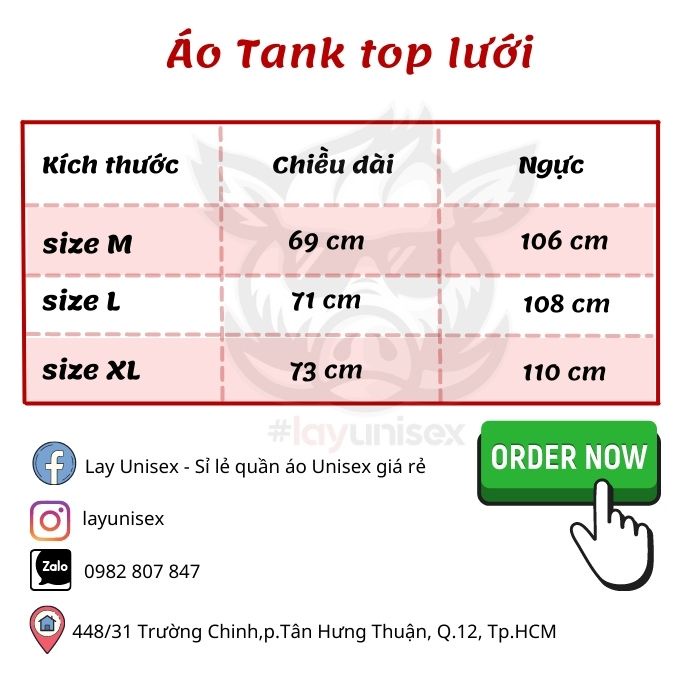 Áo Tank Top Lưới unisex form rộng nam nữ