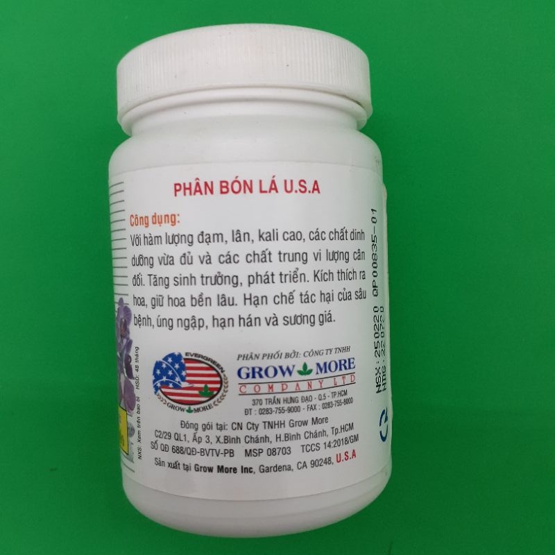 1 lọ Phân bón Grow More NPK 20-20-20 cung cấp đủ dinh dưỡng cho mọi giai đoạn phát triển của cây trồng.