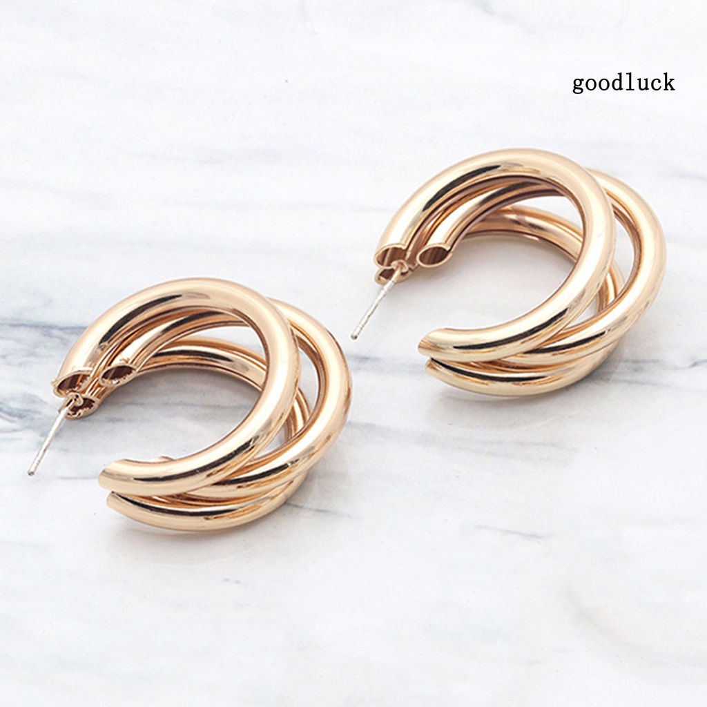 1 Đôi Bông Tai Hình Chữ C Đính Đá Sáng Lấp Lánh Thời Trang Sành Điệu