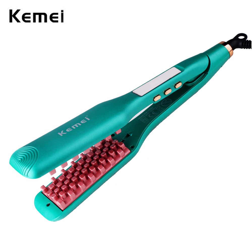 Máy bấm tóc Kemei chân vuông 3D tạo kiểu xoăn/gợn sóng làm dày tóc bằng sứ chuyên nghiệp
