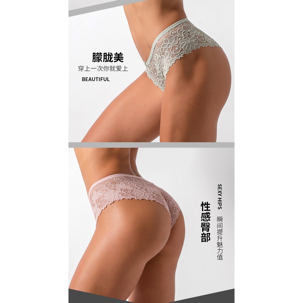 Quần Lót Ren Nữ Sexy thiết kế phối hoa kèm nơ nhỏ thoáng mát ôm dáng mẫu 9090 | BigBuy360 - bigbuy360.vn