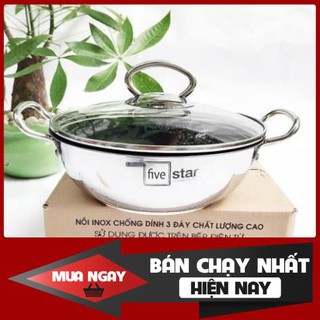 Nồi Kho Thịt Cá 20cm 3 Đáy Từ Chống Dính Fivestar Không Kén Bếp - đồ dùng nhà bếp chất liệu inox 430 cao cấp