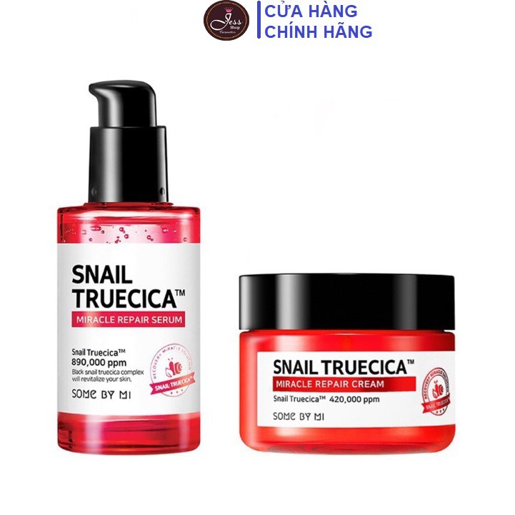 Bộ 2 Sản Phẩm Dưỡng Da Giảm Sẹo Lõm Some By Mi Snail Truecica (Serum + Kem)