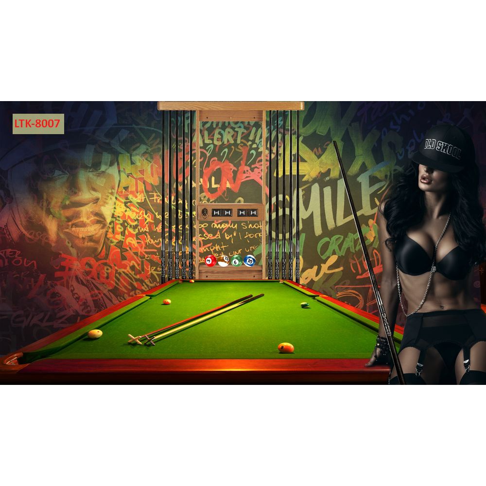 Tranh dán tường club Billiards 3D