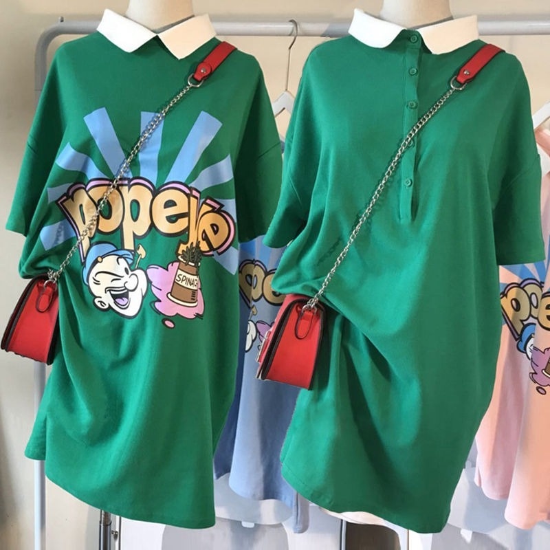 Đầm Thun Ngắn Tay Form Rộng Phong Cách Hàn Quốc Dành Cho Nữ