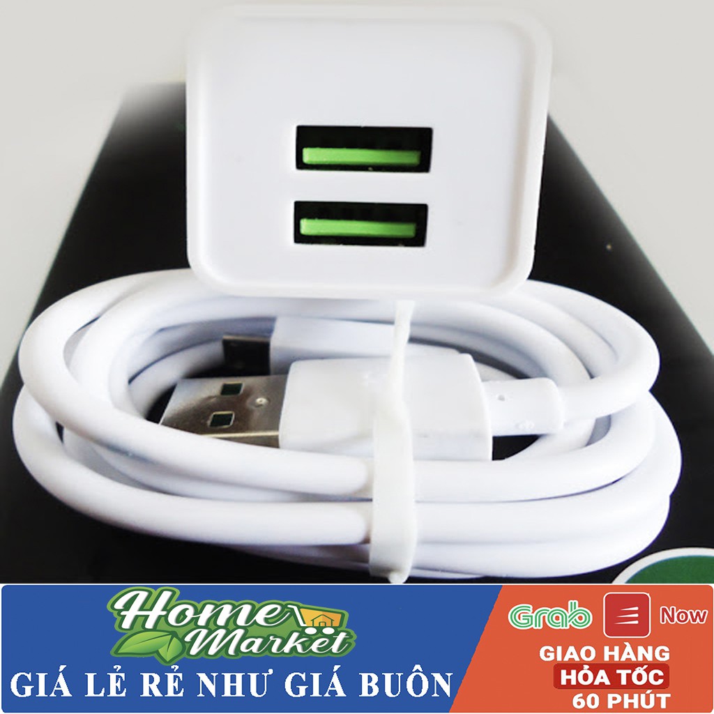 Bộ Củ, Cáp Sạc Oppo 4A có 2 cổng USB tiện dụng hỗ trợ sạc nhanh, Dành Cho Điện Thoại Oppo