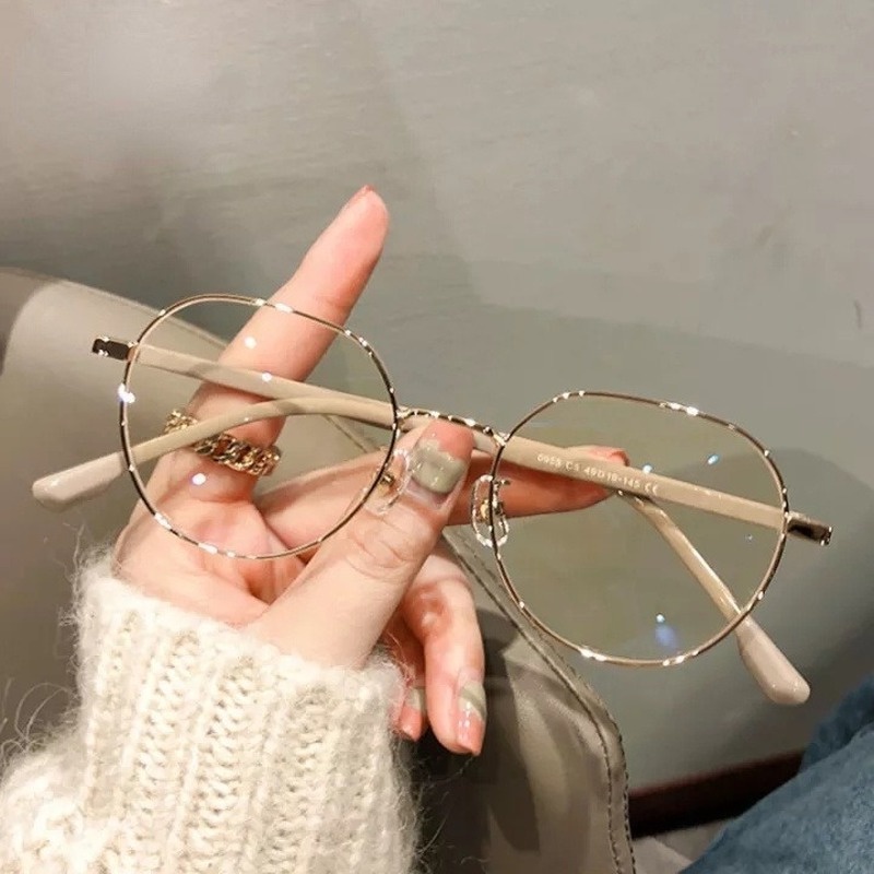 Kính Cận Gọng Kim Loại TR90 Đa Giác Thời Trang Unisex