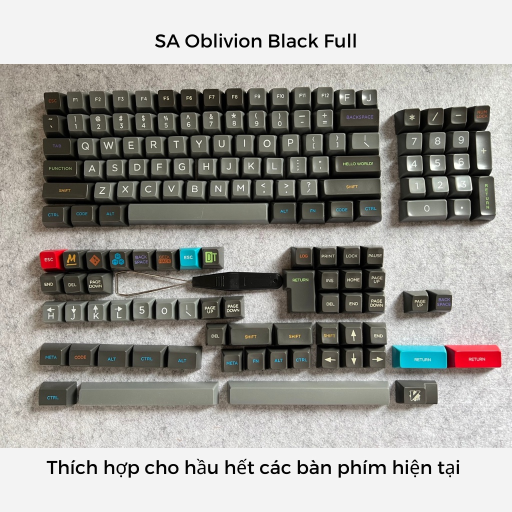Keycap SA Oblivion Black ABS tráng men cao cấp | Nút bàn phím cơ - Kicap