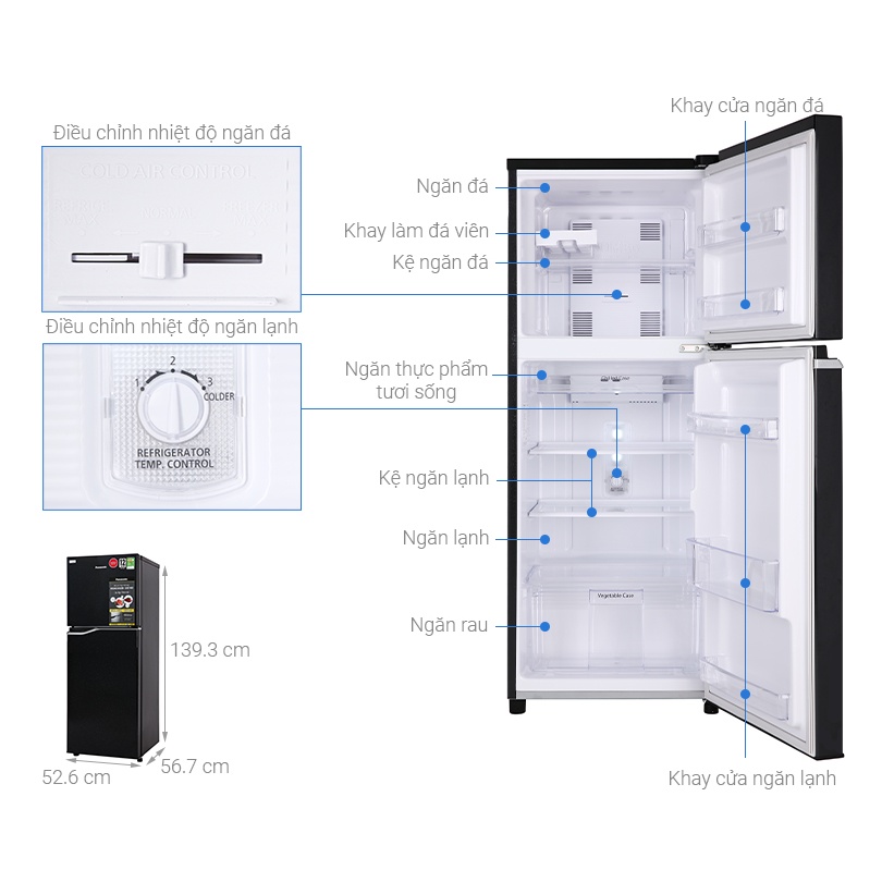 Tủ lạnh Panasonic Inverter 188 lít NR-BA229PKVN - Cảm biến thông minh Econavi, Công nghệ kháng khuẩn, Freeship HCM