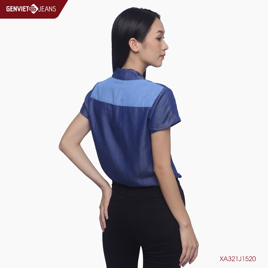 Áo Sơmi Jeans Cộc Tay Nữ GENVIET XA321J1520