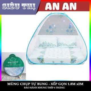 Mùng chụp tự bung ROSIE 1.6m/1.8m x 2m loại 1 vải dày hoa văn trắng hồng như hình bảo hành 12 tháng