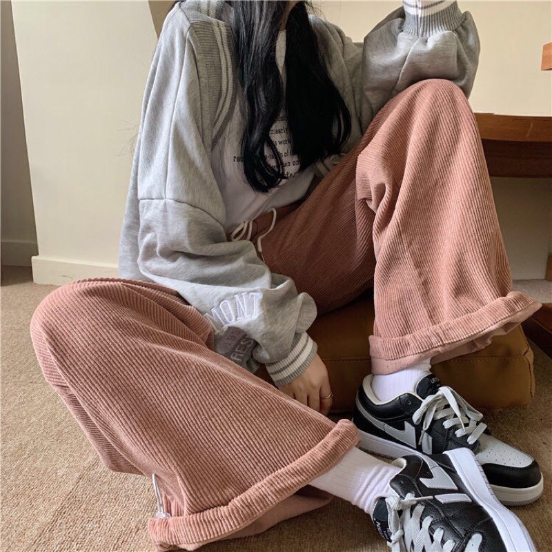 quần bom kaki nhung lót bông unisex