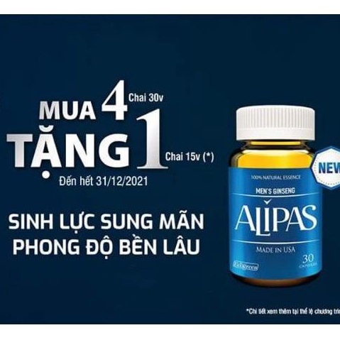 ✅[Chính Hãng] ( TÍCH ĐIỂM 4 TẶNG 1 15V) Sâm Alipas New - Tăng Cường Sinh Lực Phái Mạnh (mẫu mới)