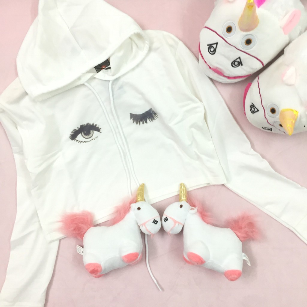 [Ảnh thật] Hoodie croptop (38-52kg). áo croptop hoodie. đôi mắt