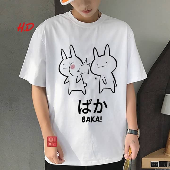 (Tặng kính thời trang) Áo thun nam- áo phông nam nữ thỏ baka(HĐ)