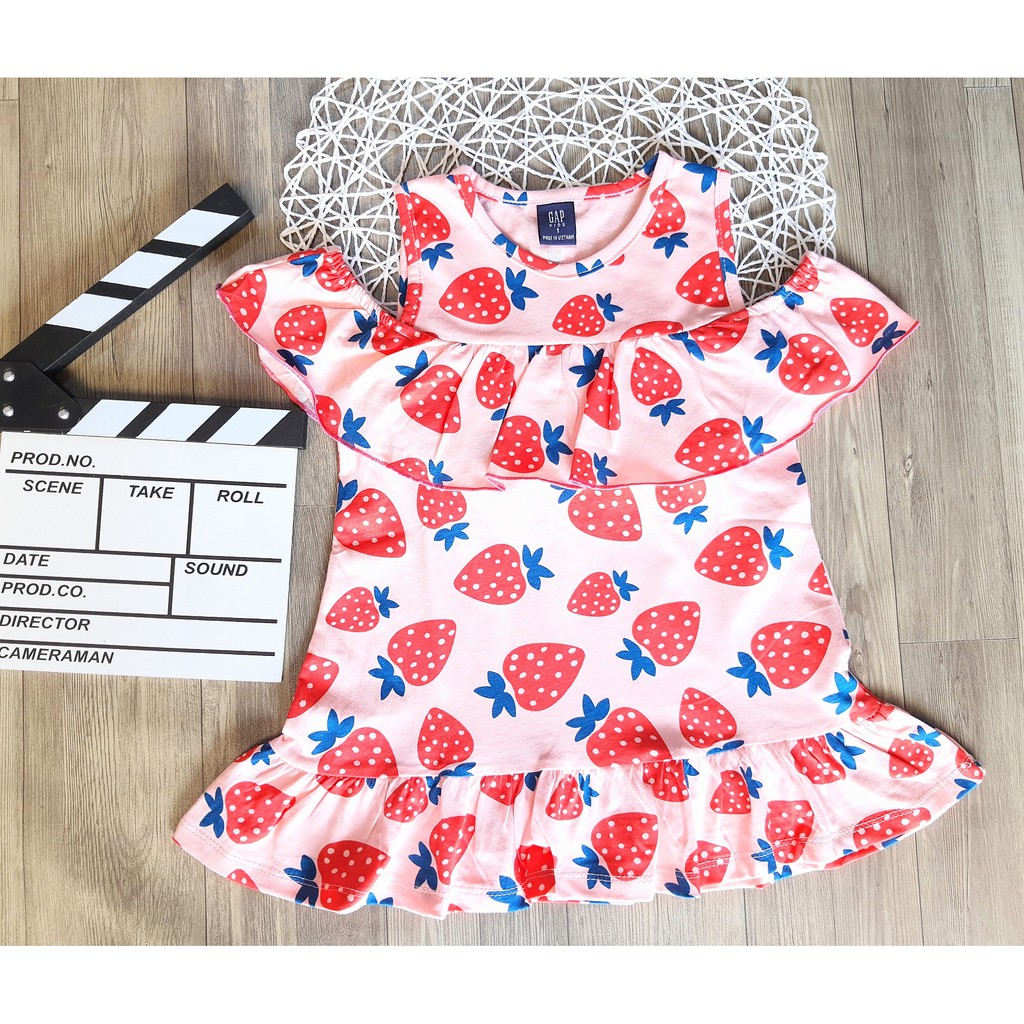 [VẢI XUẤT DƯ] ĐẦM QUẢ DÂU THUN COTTON CHO BÉ 10-25KG