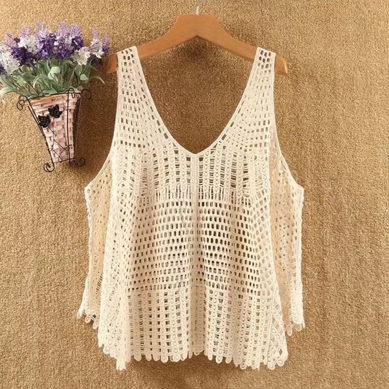 Áo Nữ Dệt Kim Không Tay Cổ Chữ V Sâu Gợi Cảm