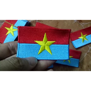 Patch vải sticker nhám dính cờ Việt nam xanh đỏ thêu full chỉ