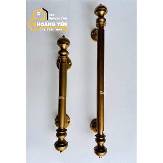 Tay nắm cửa bằng đồng đúc đặc, Tay nắm cổng bằng đồng màu rêu dài T37-50cm, Tay kéo cửa cổng, Tay nắm tân cổ điển
