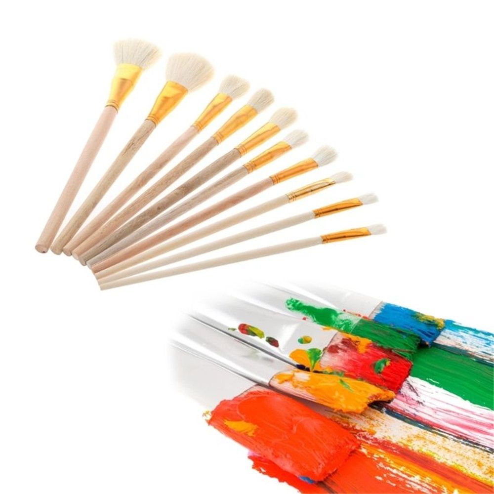 Bộ cọ vẽ tranh sơn dầu đầu tròn màu gỗ bằng acrylic bền bỉ chất lượng cao