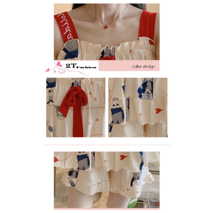 Bộ Ngủ Đẹp [FREESHIP] Bộ Ngủ Áo 2 dây cute Siêu Đẹp Siêu Rẻ | BigBuy360 - bigbuy360.vn
