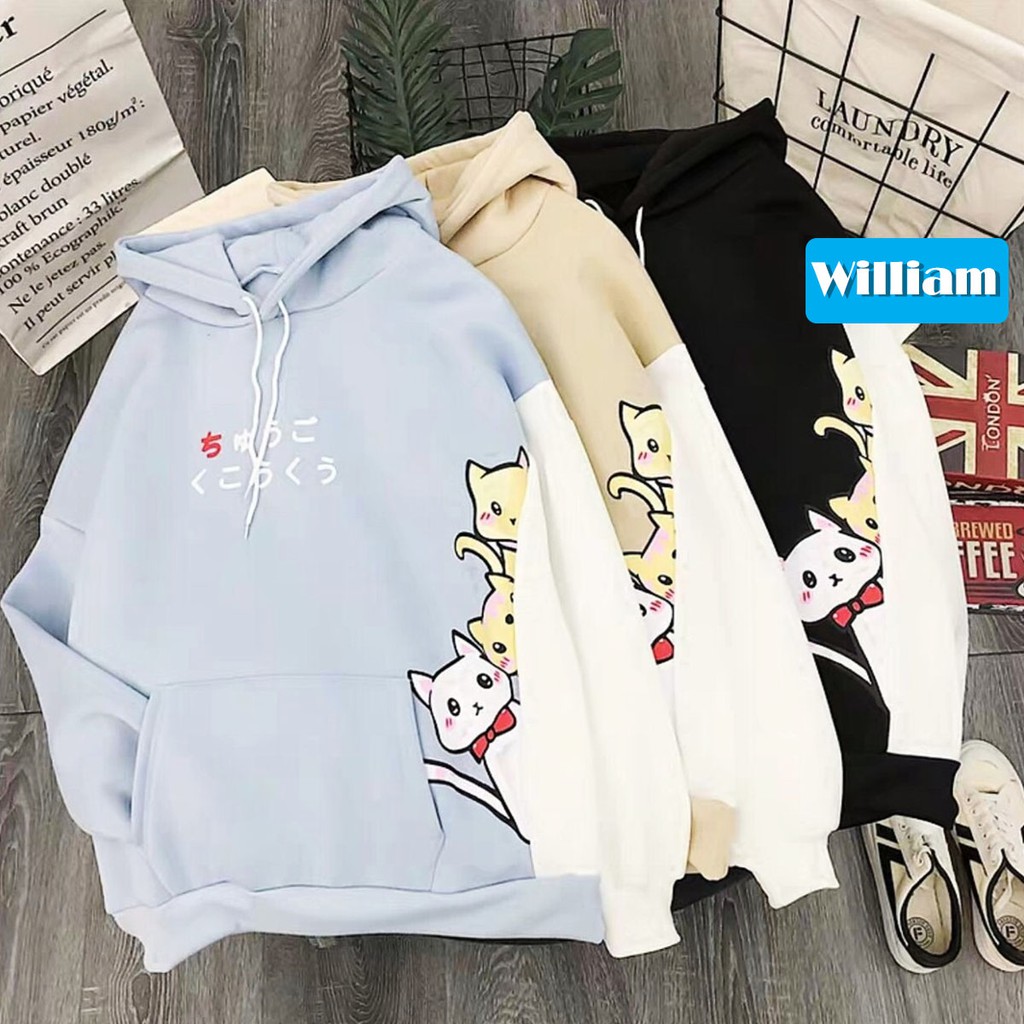 [FREESHIP_50K] Áo Hoodie nữ 3 con Mèo Cực Cute William - DS58 | WebRaoVat - webraovat.net.vn