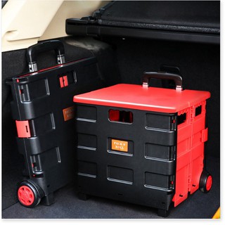 Thùng đựng đồ xếp gọn có bánh xe kéo Pack & Roll size lớn 42x41x49cm cho ô tô