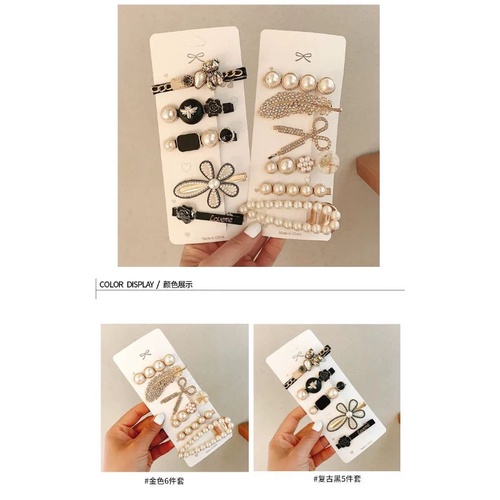 SÉT 5 kẹp tóc đá nữ phong cách Hàn Quốc