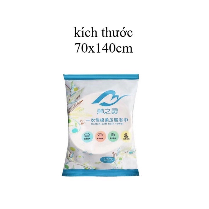 Khăn tắm du lịch dạng nén vải Cotton màu trắng siêu mềm mịn 140*70 dùng một lần tiện lợi đa năng tự nhiên thấm nước tốt