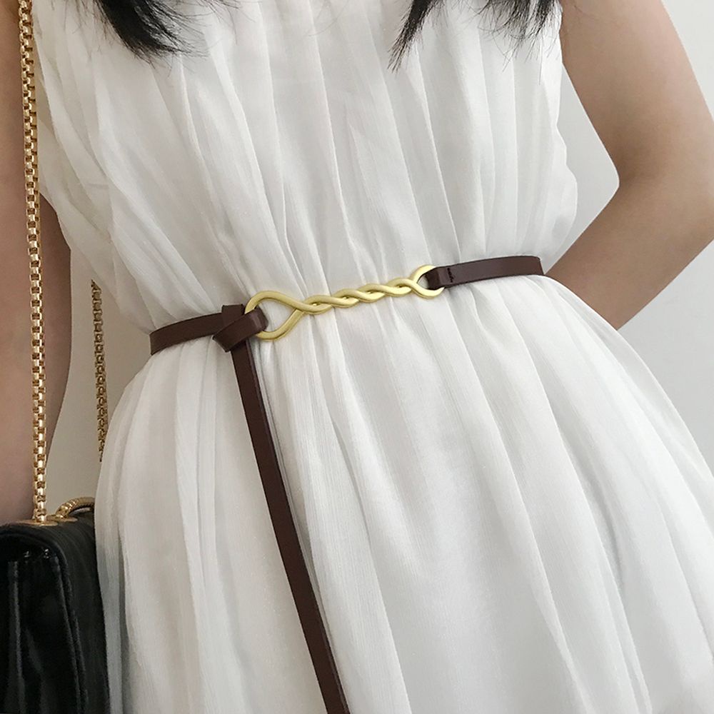 Thắt Lưng Da Pu Khóa Kim Loại Nhiều Màu Sắc Tùy Chọn Phong Cách Vintage Thanh Lịch Cho Nữ
