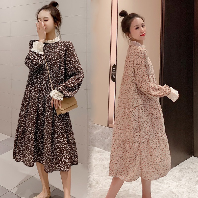 Váy bầu thu đông new màu dài tay  max xinh , size 40 -70kg