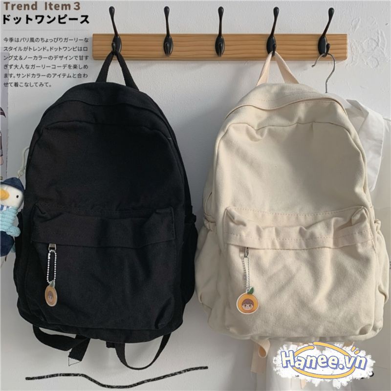 Balo Trơn Basic Nữ Ulzzang Vải Canvas Thô B25