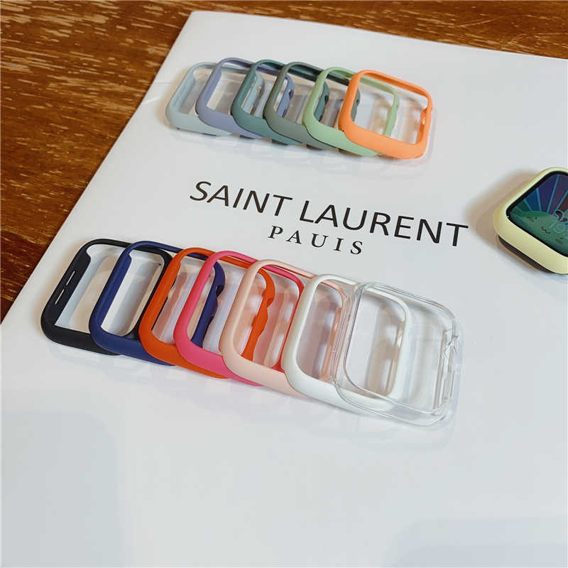 Ốp PC Matte MàU NháM 45mm 44mm ThờI Trang BảO Vệ Cho ĐồNg Hồ Apple Watch 8 7 SE Series 6 5 4 3