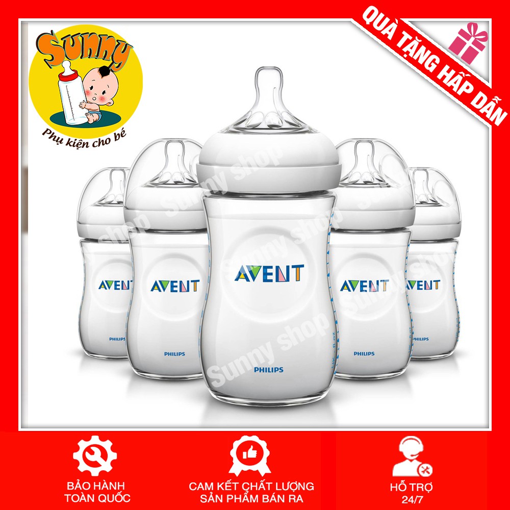 Bình Sữa Philips Avent Natural 125ml / 260ml / 330ml Bằng Nhựa PP, Không Có BPA {HÀNG CHÍNH HÃNG}